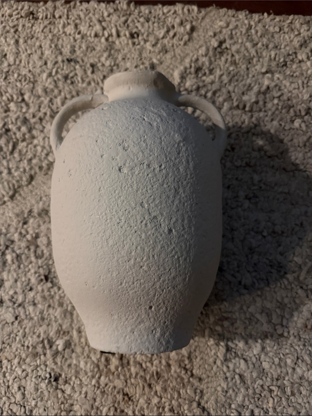 Handcrafted White Ceramic Amphora Vase with Dual Handles
